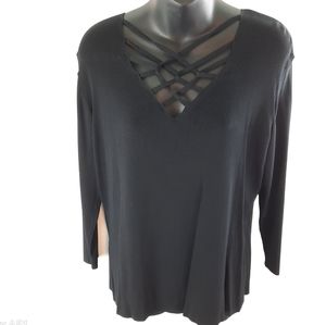 ❤️ Plus Size XxL Rainbow Bridge Long Sleeve V Neck Chic  Tunic Top